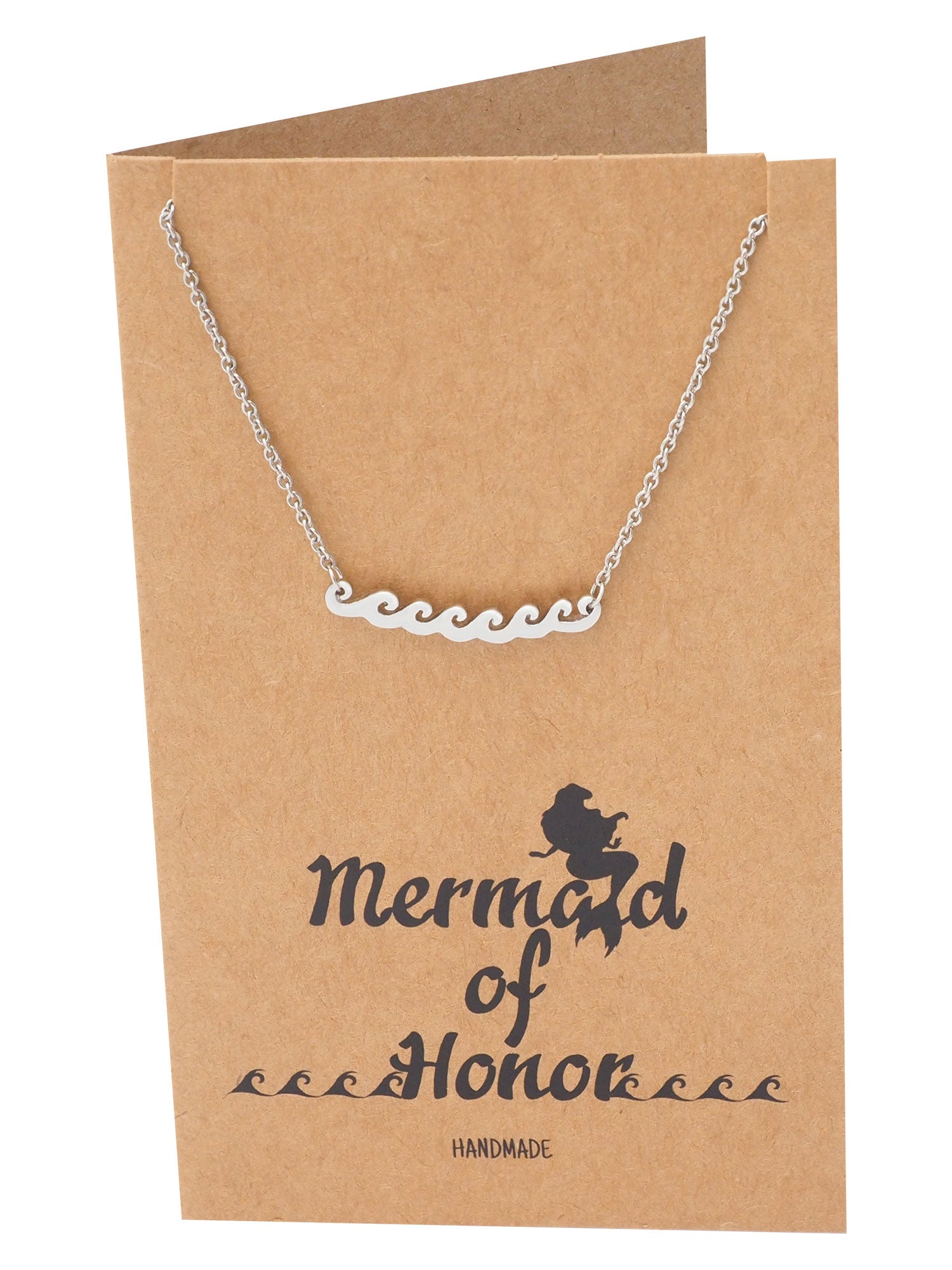 Coraline Mermaid Beach Necklace with Ocean Waves Pendant