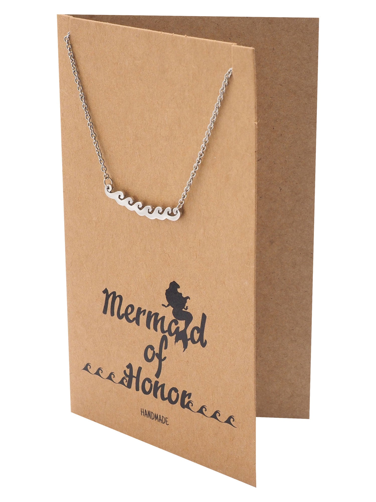 Coraline Mermaid Beach Necklace with Ocean Waves Pendant