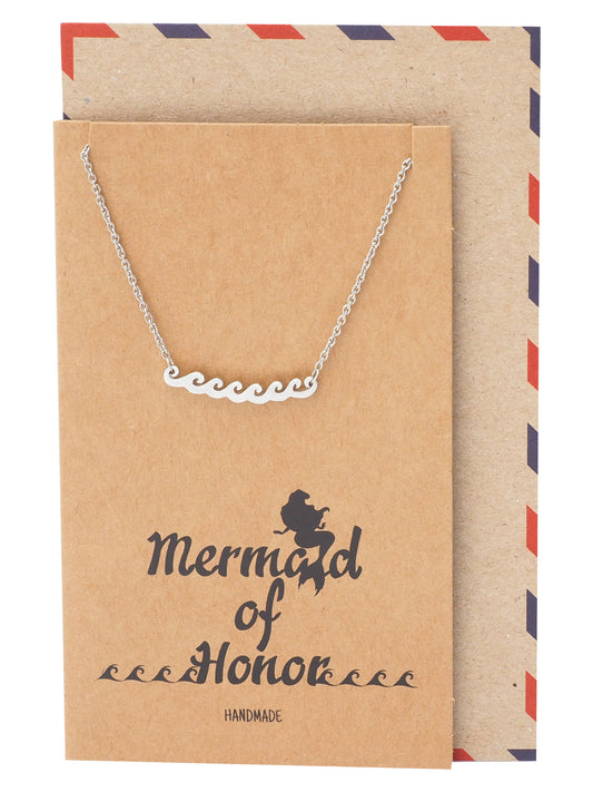 Coraline Mermaid Beach Necklace with Ocean Waves Pendant