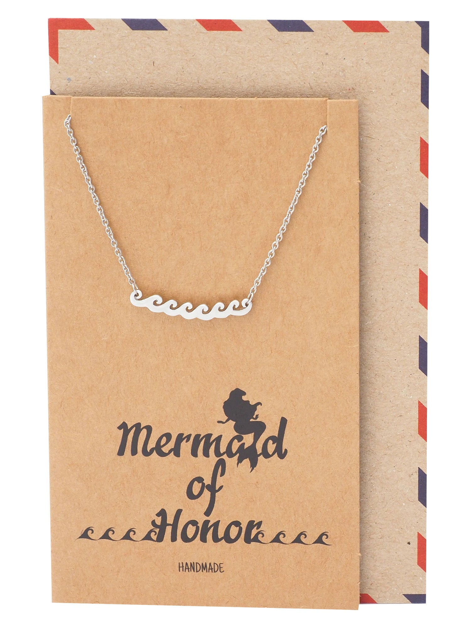 Coraline Mermaid Beach Necklace with Ocean Waves Pendant