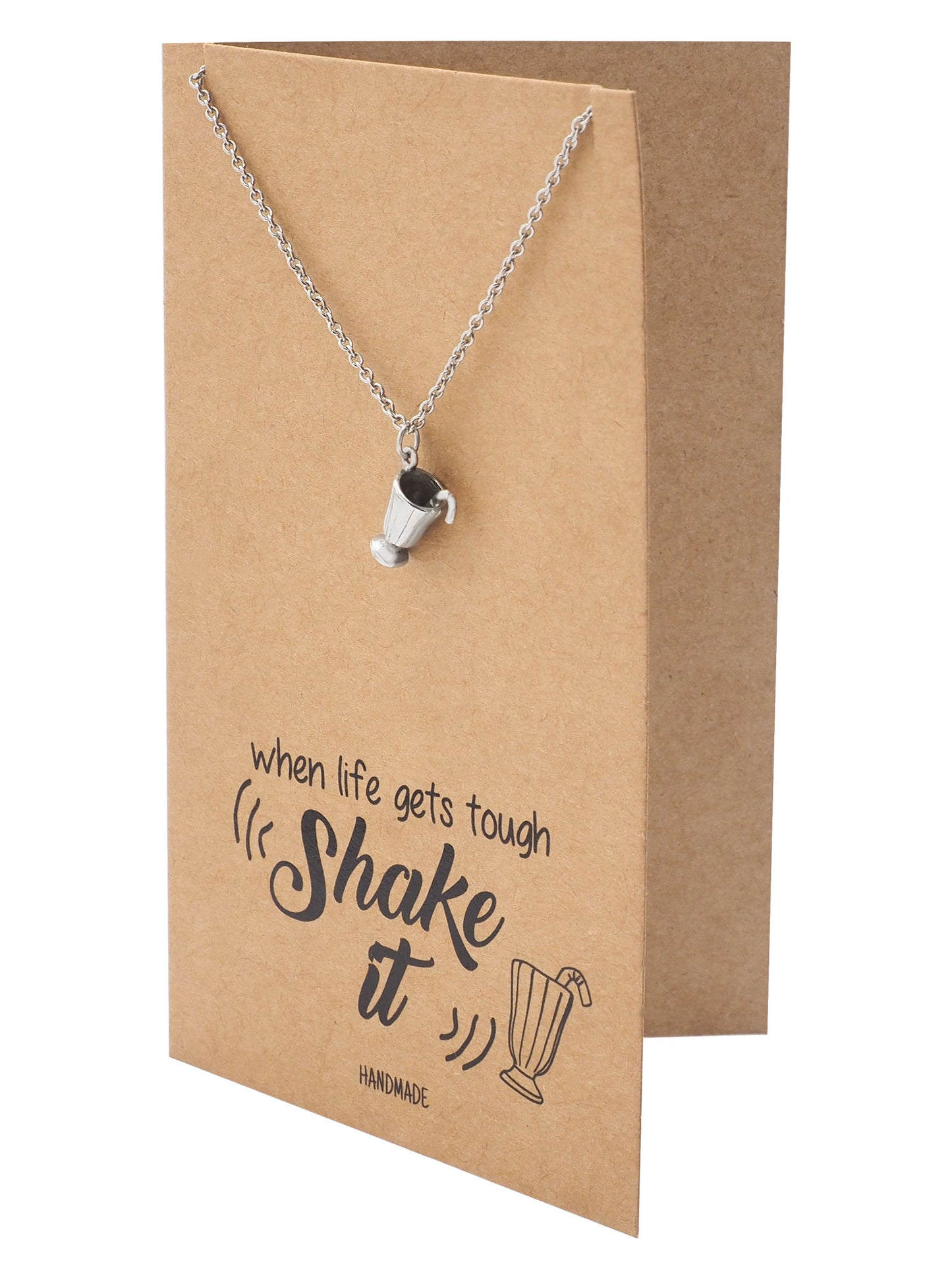 Shane Milkshake Necklace with Milkshake Charm Pendant for Women, Funny and Motivational Quote