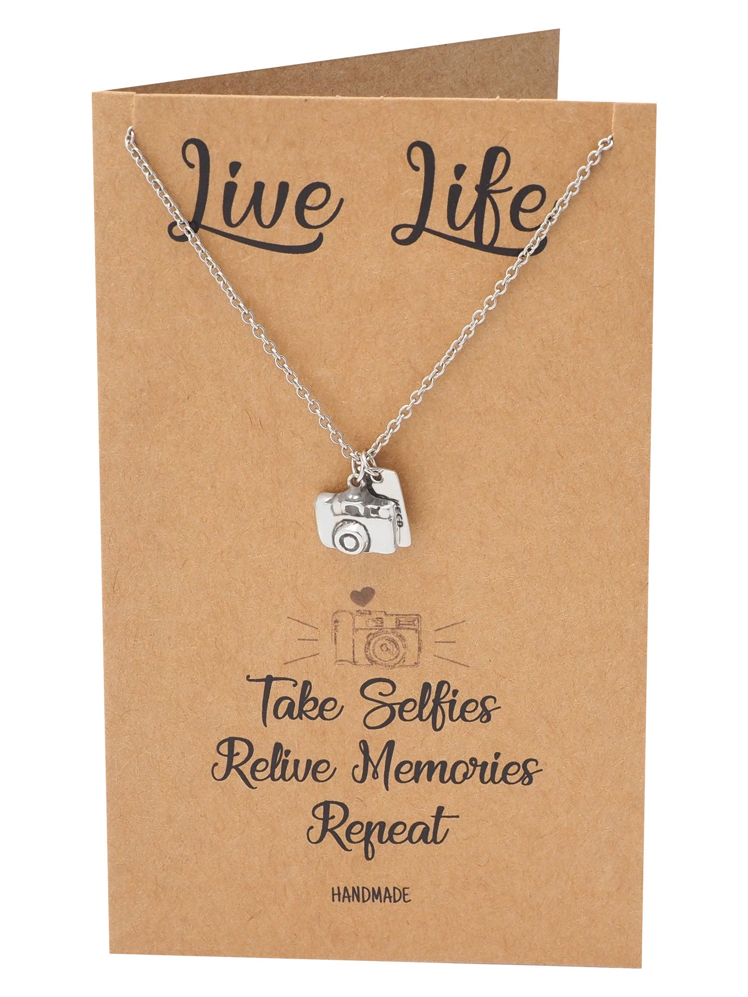 Elly Mini Camera Engraved Pendants Necklace