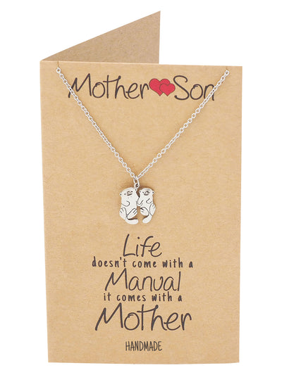 Kayden Mother and Son Otter Necklace with Inspirational Quote