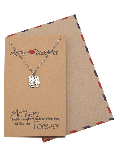 Adriana Mother and Daughter Otter Necklace with Inspirational Quote