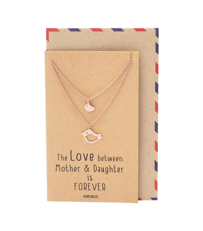 Arielle Mother Daughter Necklace with Bird Pendant, 2 Matching Necklaces