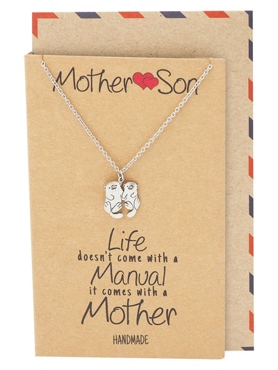 Kayden Mother and Son Otter Necklace with Inspirational Quote