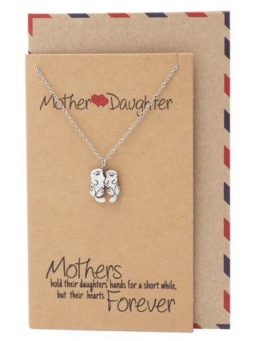 Adriana Mother and Daughter Otter Necklace with Inspirational Quote, Gifts for Mom