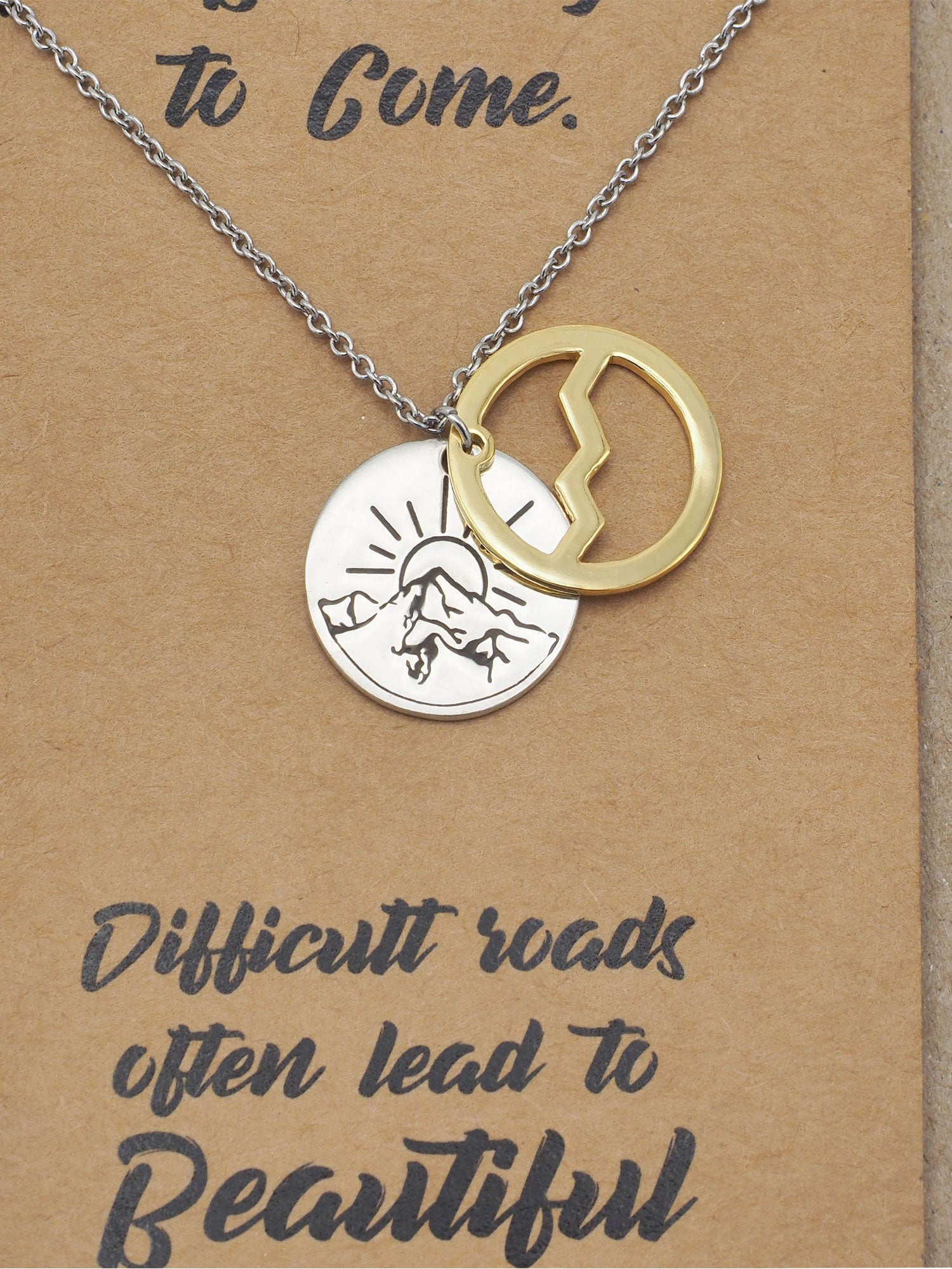 Giselle Mountain and Sunrise on Plate Pendant Necklace