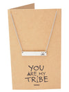 Tracey Bar Pendant Necklace with Teepee and Arrows Inscription