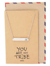 Tracey Bar Pendant Necklace with Teepee and Arrows Inscription