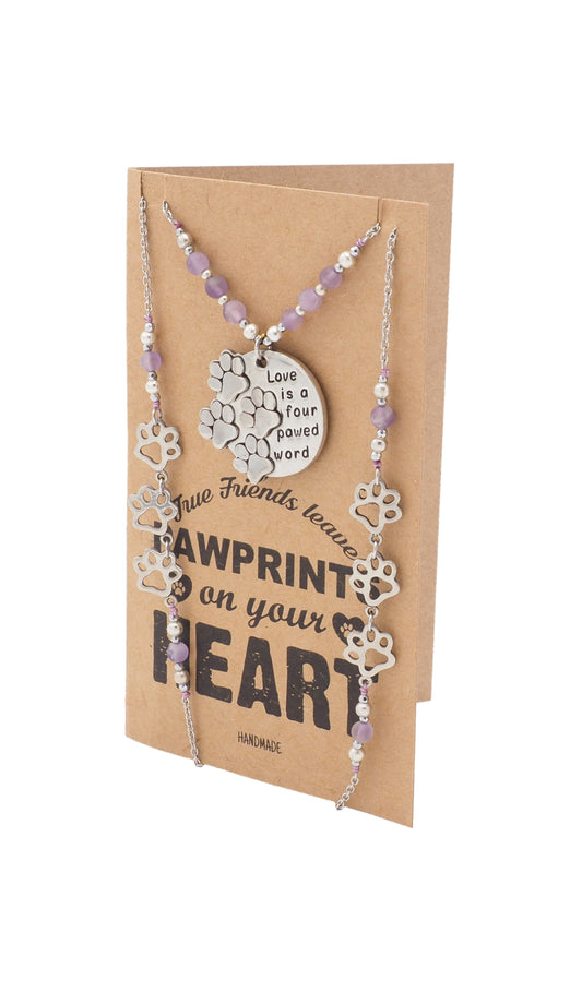 Jaila Pawprints Face Mask Lanyard Necklace with Inspirational Greeting Card
