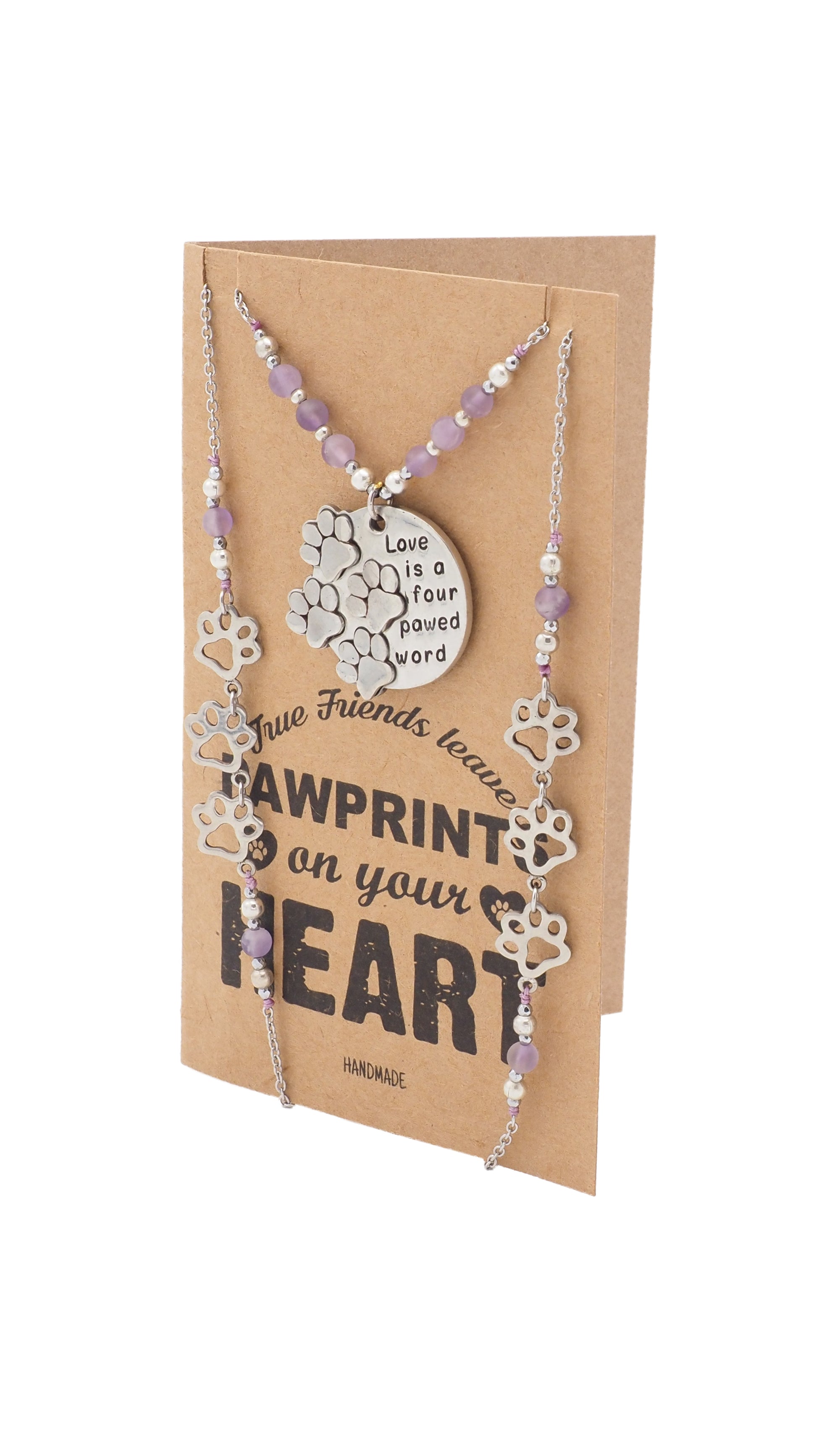 Jaila Pawprints Face Mask Lanyard Necklace with Inspirational Greeting Card