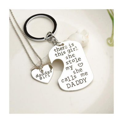 Dominic Father Daughter Personalized Keychain & Heart Necklace