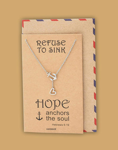 Hope Heart Lariat Anchor Necklace