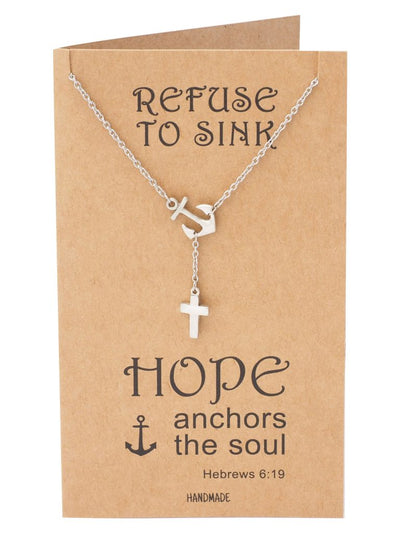 Jermaine Cross Lariat Anchor Necklace