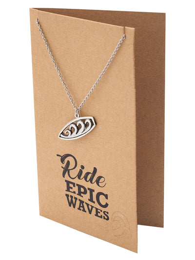 Jona Ride Wave Surfboard Pendant Silver Tone