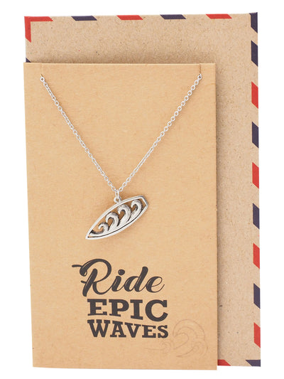 Jona Ride Wave Surfboard Pendant Silver Tone