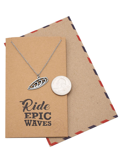 Jona Ride Wave Surfboard Pendant Silver Tone