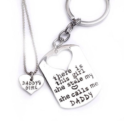 Engraved Heart Key chain and Necklace