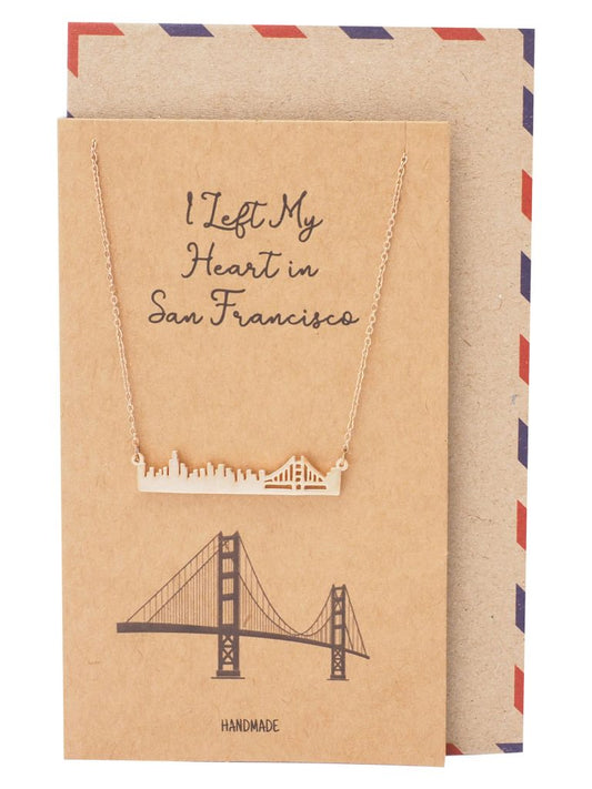 Lorelei Golden Gate Bridge Pendant Necklace Inspirational Gifts with Greeting Card