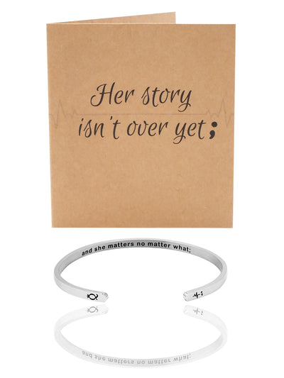 Liezel Continue Semicolon Heart Cuff Bracelet