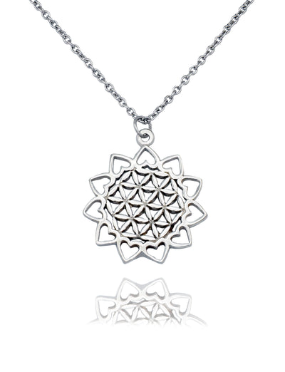 Serenity Flower of Life Pendant Necklace Inspirational Jewelry and Greeting Card