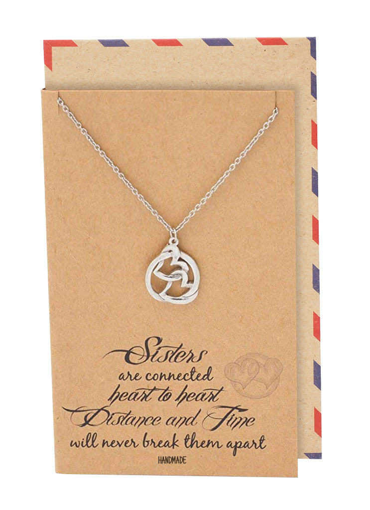 Abigail Heart Best Friend Necklaces Sister Jewelry Quotes Card