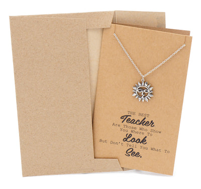 Brandi Teacher Quotes Gifts Sun Necklace and Thank You Cards