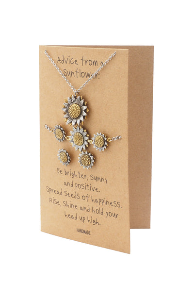 Yamileth Sunflower Charm Jewelry with Inspirational Greeting Card