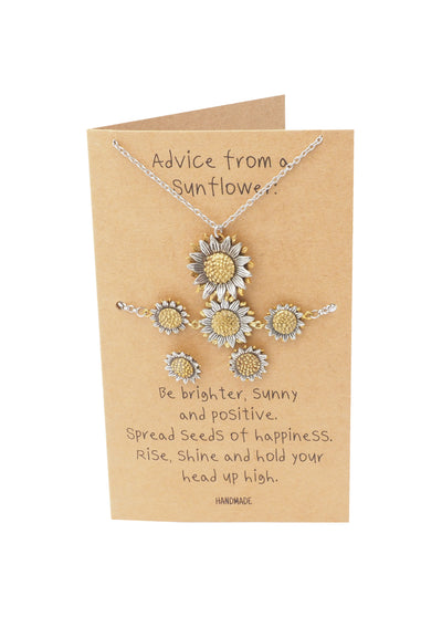 Yamileth Sunflower Charm Jewelry with Inspirational Greeting Card