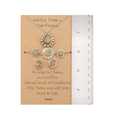 Yamileth Sunflower Charm Jewelry with Inspirational Greeting Card