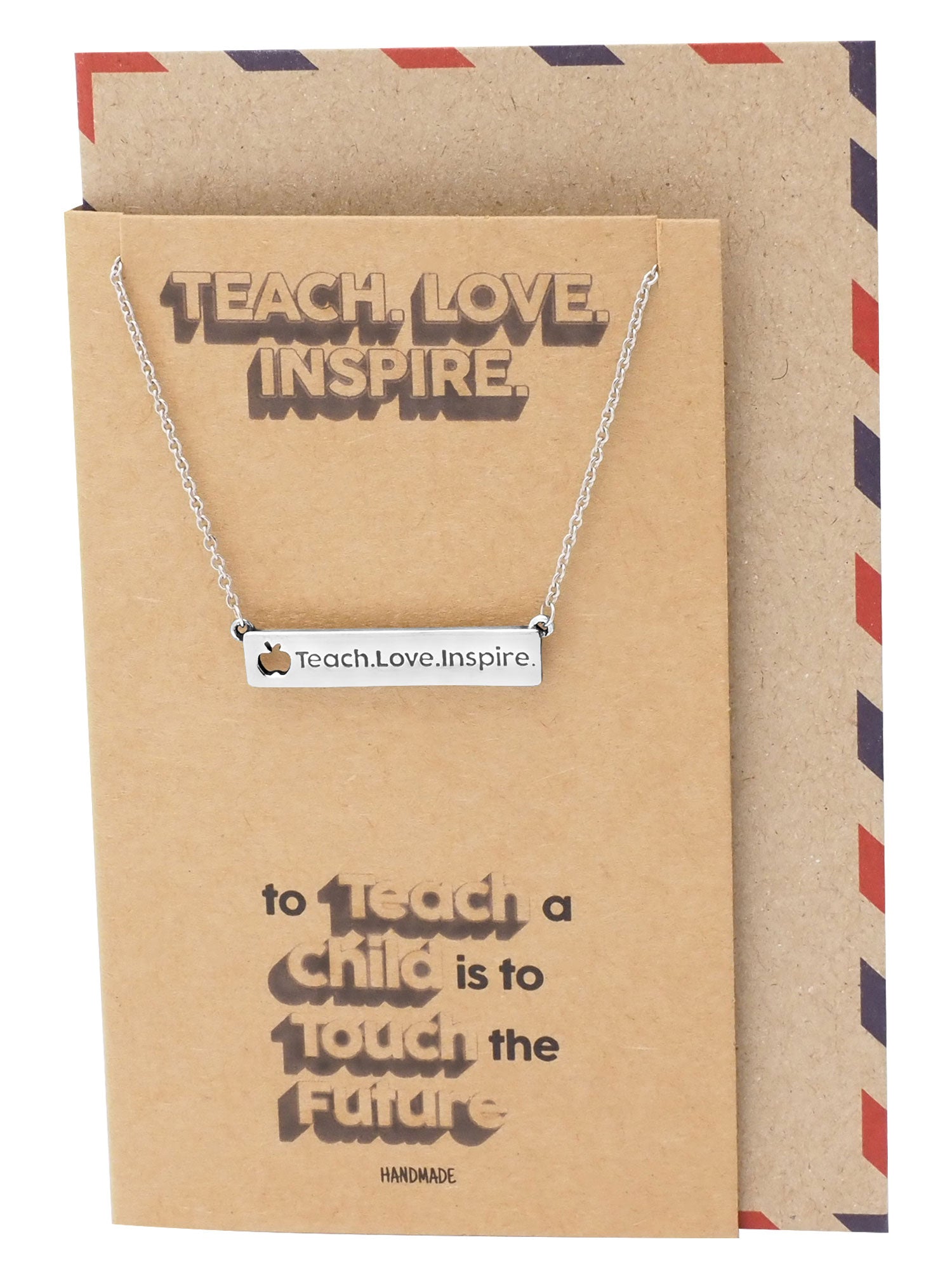 Errin Bar Pendant with Apple cut out & Teach Love Inspire Inscription