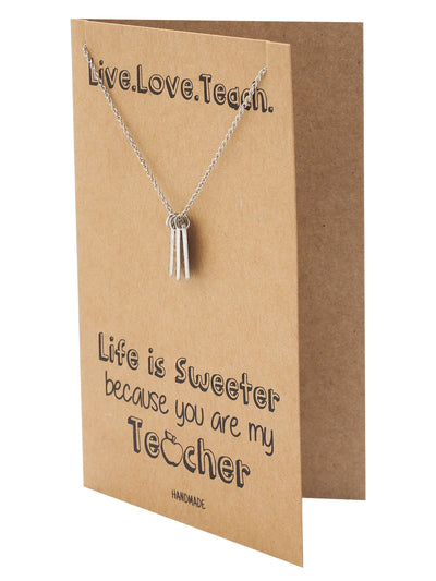 Michayla Live Love Teach Bar Pendant Necklace