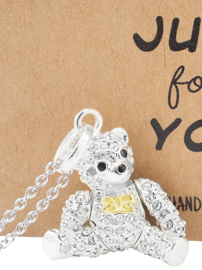 Vada Teddy Bear Pendant Necklace with Inspirational Greeting Card