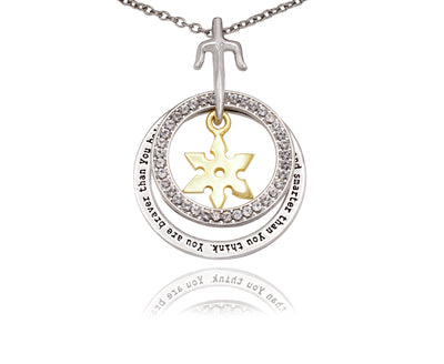 Zhuri Circle Star Sai Pendant Necklace with Handmade Inspirational Greeting Card