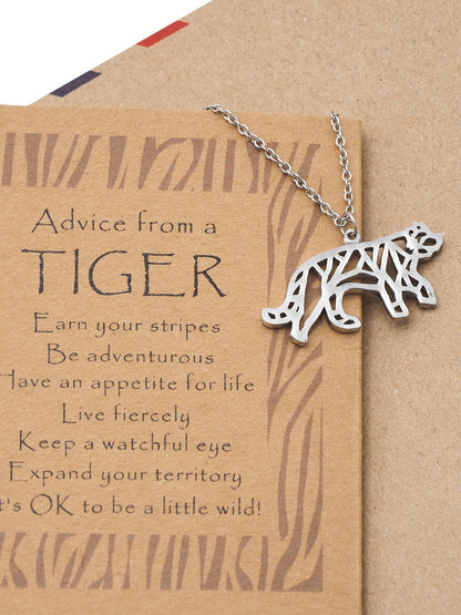 Beatrice Origami Tiger Necklace, Jewelry Gift for Women, Inspirational Gift with Greeting Card - Quan Jewelry