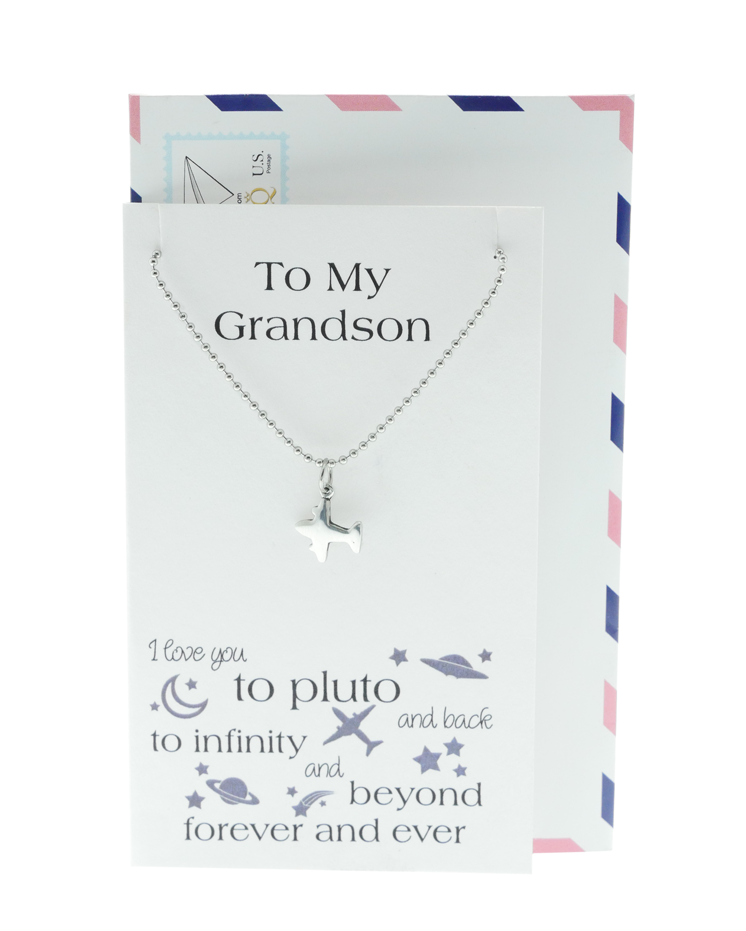 Tom Happy Birthday Cards Airplane Necklace Gifts for Grandson