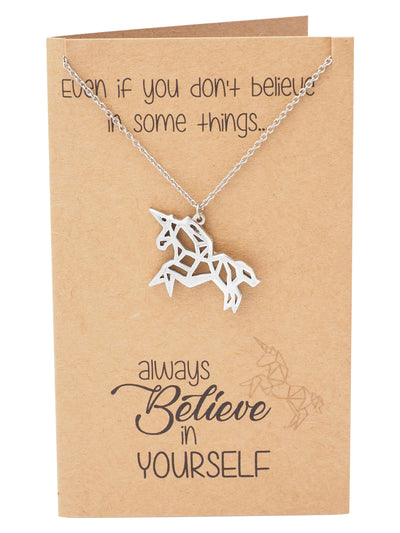 Coleen Gifts for Graduation Origami Unicorn Necklace Inspirational Jewelry