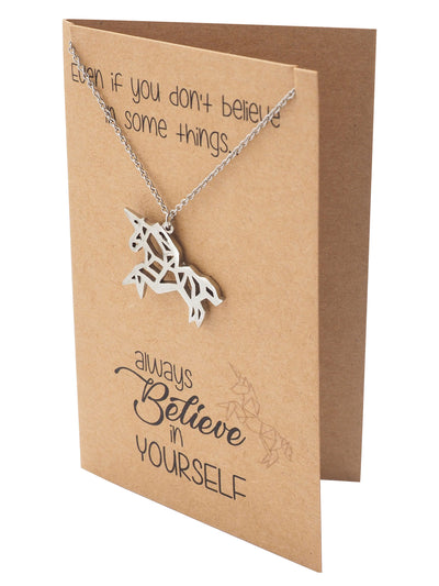 Coleen Gifts for Graduation Origami Unicorn Necklace Inspirational Jewelry