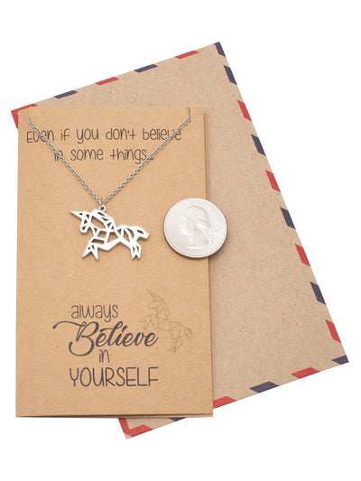 Coleen Gifts for Graduation Origami Unicorn Necklace Inspirational Jewelry