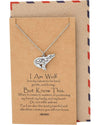 Chlodette Loving Wolf Necklace with Inspirational Quote and Prayer